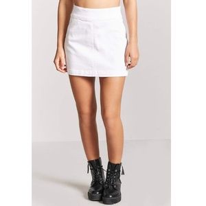 white denim mini skirt